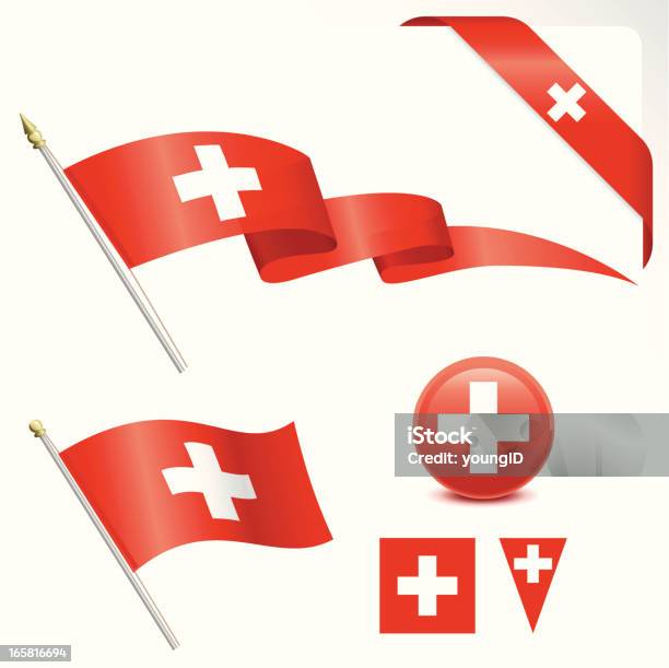 Ilustración de Bandera Suiza y más Vectores Libres de Derechos de Suiza - Suiza, Bandera, Bandera suiza