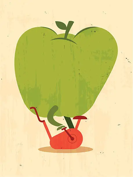 Vector illustration of green apple go in for sports