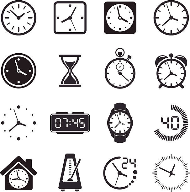 Time Clock Icon Set Vector collection of time/clock elements sand symbols stock illustrations