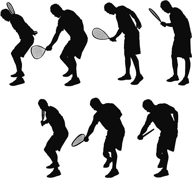 Multiple images of a man playing racquetball Multiple images of a man playing racquetballhttp://www.twodozendesign.info/i/1.png racketball stock illustrations