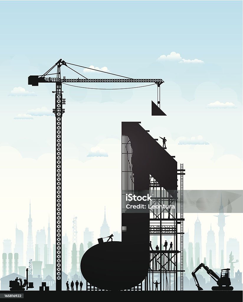 Making Music The builders, crane, construction vehicles, city and sky are all highly detailed and on separate layers. Adult stock vector