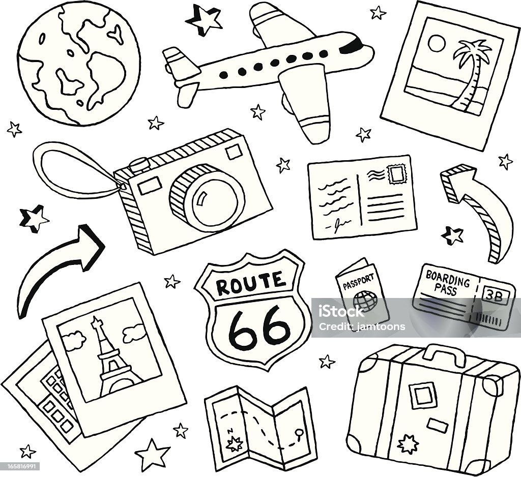 Travel Doodles A collection of travel-themed doodles. Doodle stock vector