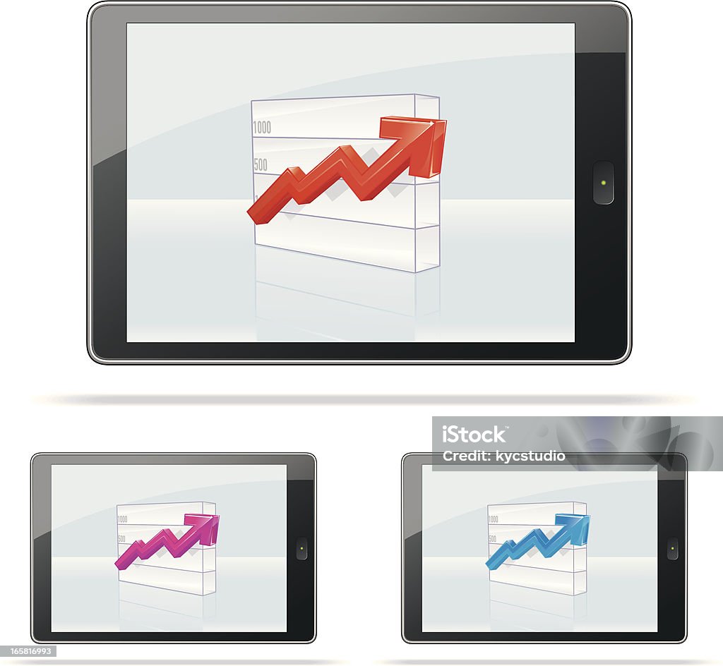 Tableta Digital mostrando gráficos de negocios - arte vectorial de Aspiraciones libre de derechos