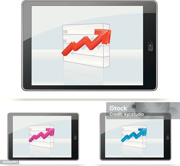 Ilustración de Tableta Digital Mostrando Gráficos De Negocios y más Vectores Libres de Derechos de Aspiraciones - Aspiraciones, Blanco - Color, Brillante