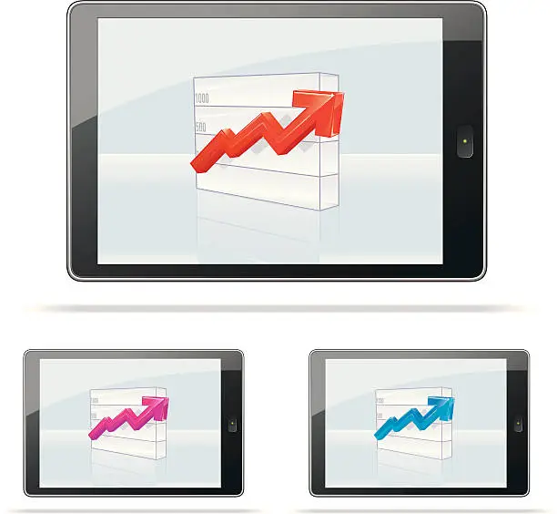 Vector illustration of Digital Tablet Displaying Graphic Business