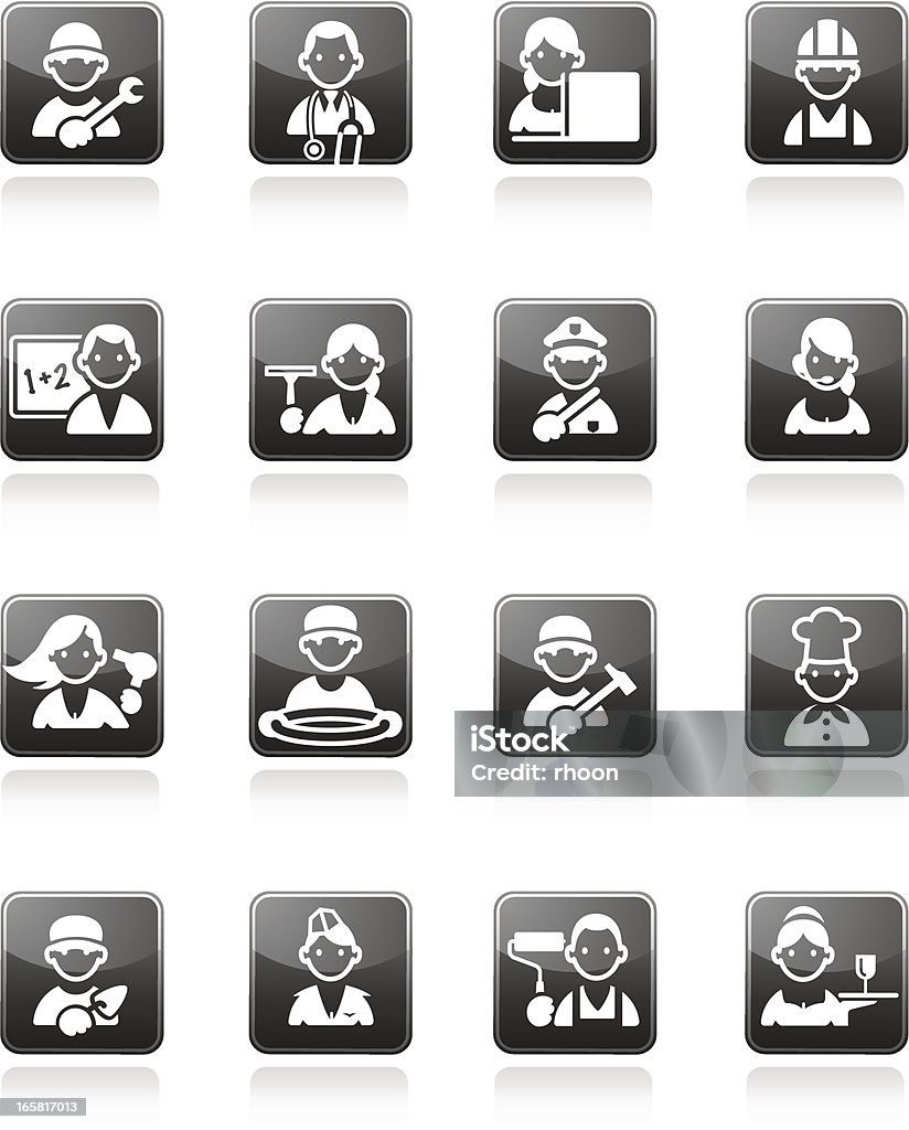 Iconos de profesiones - arte vectorial de Accesorio de cabeza libre de derechos