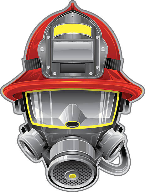 Firefighter mask vector art illustration