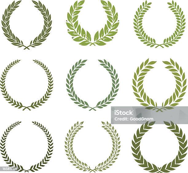 Green Laurel Wreath Set Stock Illustration - Download Image Now - Laurel Wreath, International Multi-Sport Event, Coat Of Arms