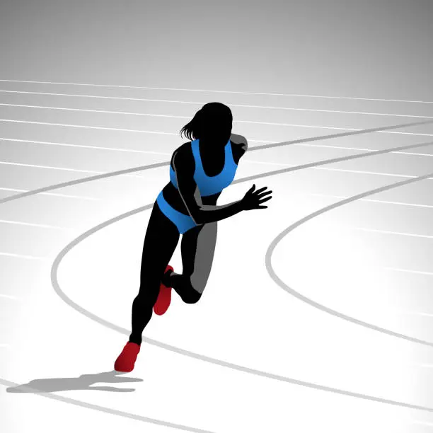 Vector illustration of Female Runner Sprinting