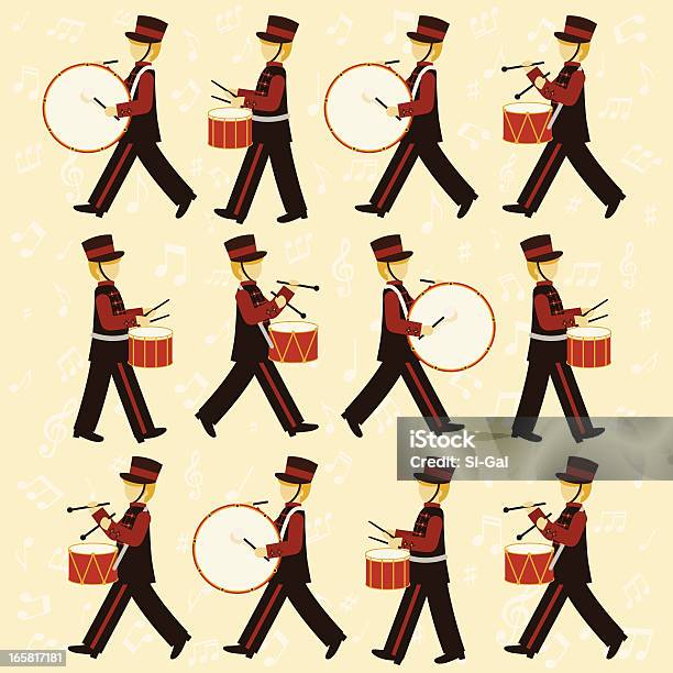 Douze Drummers Tambour Vecteurs libres de droits et plus d'images vectorielles de Les douze jours de Noël - Les douze jours de Noël, Vectoriel, Musique de Noël