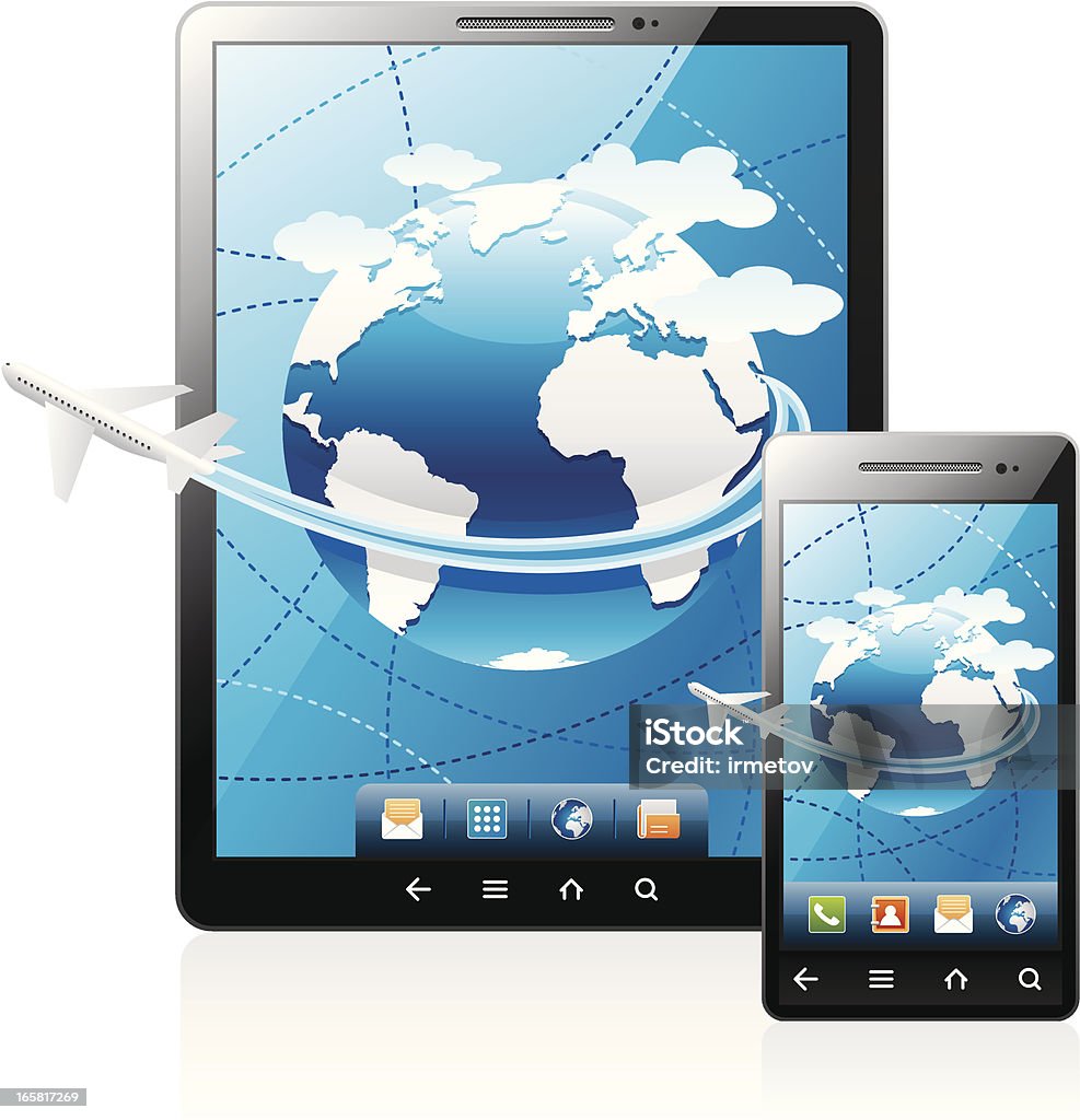 PC Tablet e touch telefono - arte vettoriale royalty-free di Aeroplano