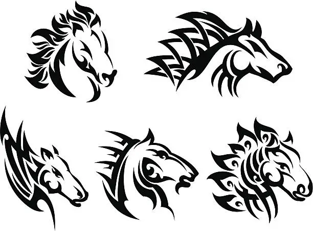 Vector illustration of Tribal horses