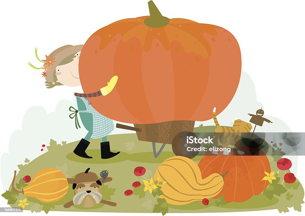 Cosecha de calabaza - arte vectorial de Otoño libre de derechos