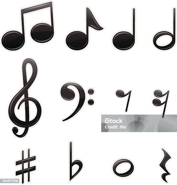 Símbolos Musicais - Arte vetorial de stock e mais imagens de Nota Musical - Nota Musical, Fundo Branco, Símbolo Musical