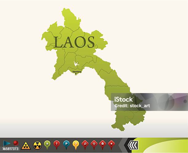 Laos Karte Mit Navigation Symbole Stock Vektor Art und mehr Bilder von Afghanistan - Afghanistan, Asien, Bangladesch
