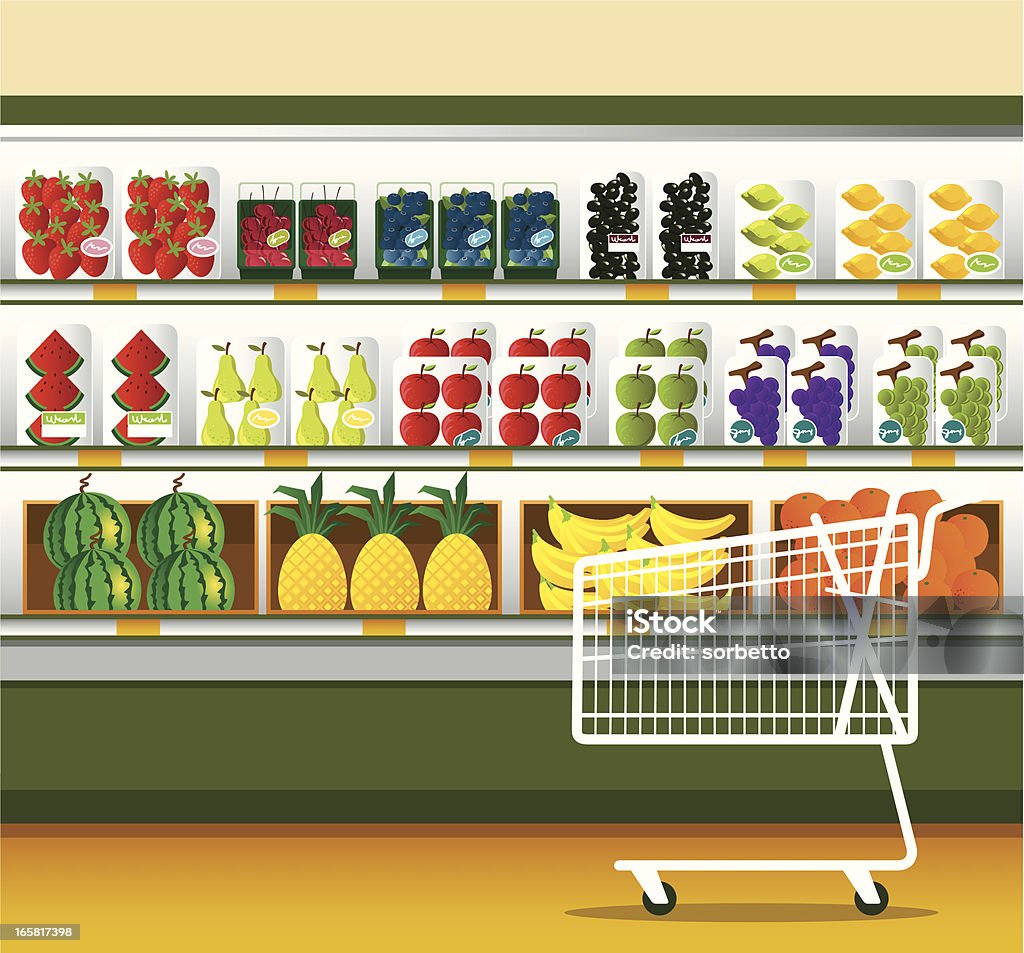 Supermercato & carrello acquisti - arte vettoriale royalty-free di Supermercato