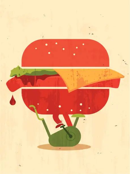 Vector illustration of burger go in for sports