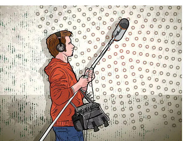 Vector illustration of boom operator and grunge background