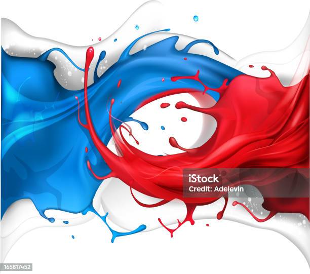 Синий И Красный Splash Волна — стоковая векторная графика и другие изображения на тему Абстрактный - Абстрактный, Брызги, Векторная графика