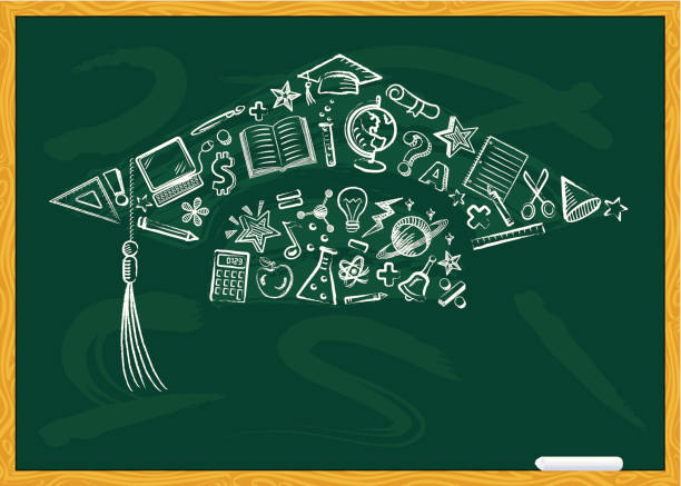 ilustrações de stock, clip art, desenhos animados e ícones de chalkboard graduação cap - mathematical symbol illustrations