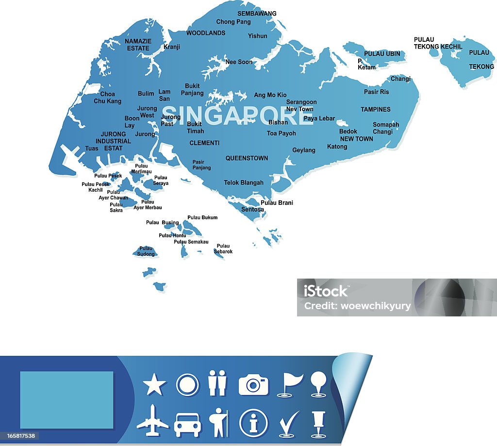Сингапур карта - Векторная графика Карта роялти-фри