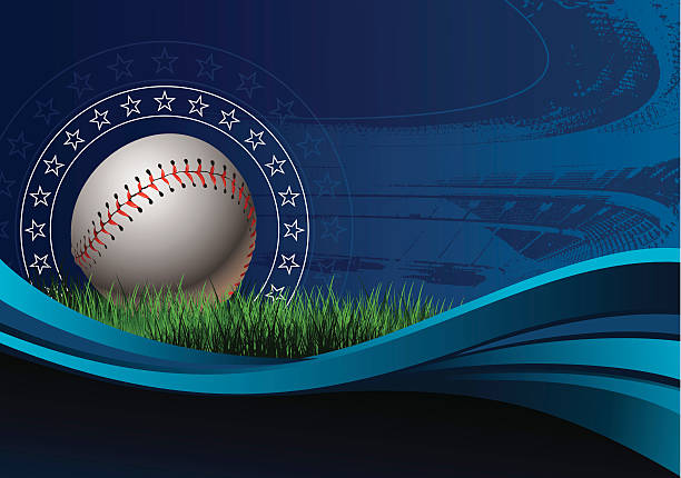 ilustraciones, imágenes clip art, dibujos animados e iconos de stock de fondo azul de béisbol - baseball background