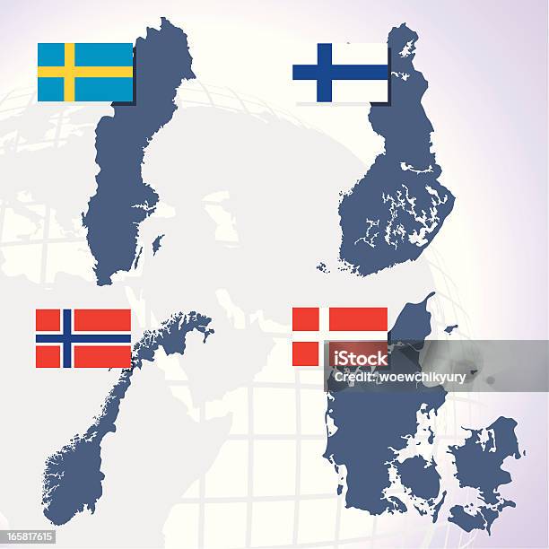 Kraje Skandynawskie - Stockowe grafiki wektorowe i więcej obrazów Skandynawowie - Skandynawowie, Mapa, Skandynawia