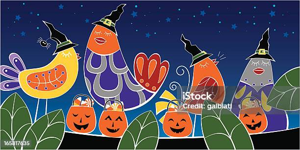 Halloween Vögel Auf Einem Baum Stock Vektor Art und mehr Bilder von Baum - Baum, Blatt - Pflanzenbestandteile, Candy Corn