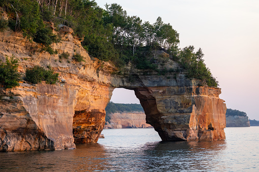 Natural arch along Pictured Rocks National Lakeshore in Michigan