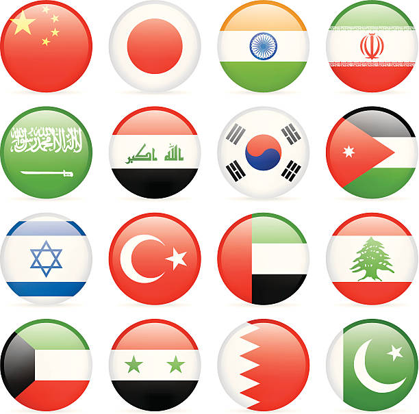круглый значок коллекции — азия - united arab emirates flag circle united arab emirates flag stock illustrations