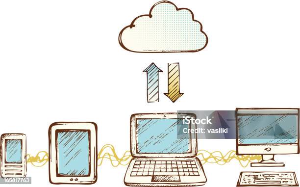 Conceito De Computação Em Nuvem - Arte vetorial de stock e mais imagens de Amizade - Amizade, Computador, Computador Portátil