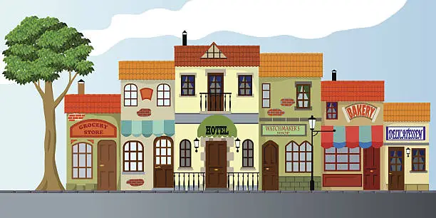 Vector illustration of shop street