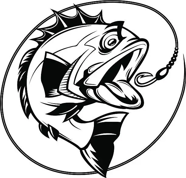 Vector illustration of bass fishing graphic