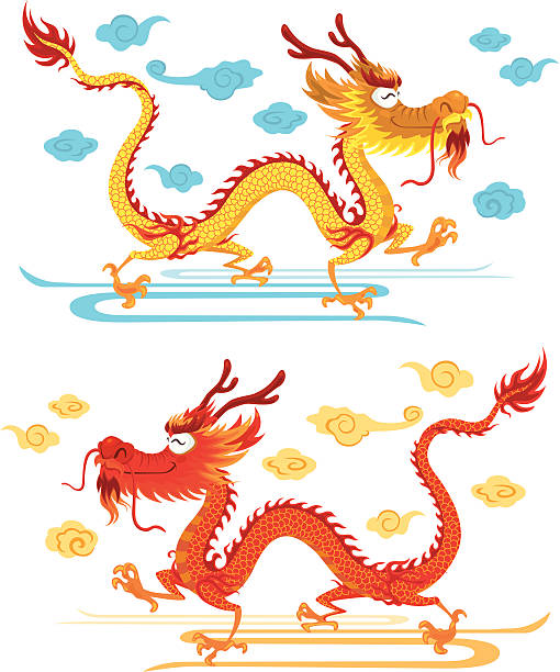 행복함 중국 용 - oriental dragon stock illustrations