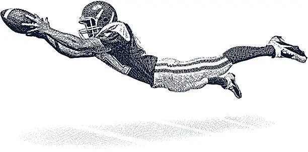 Vector illustration of Wide Receiver Making A Fantastic Catch