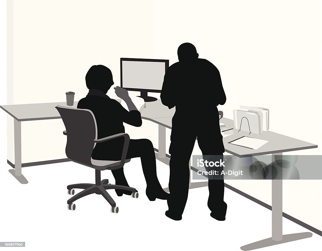 Home Office Vector Silhouette A-Digit Adult stock vector