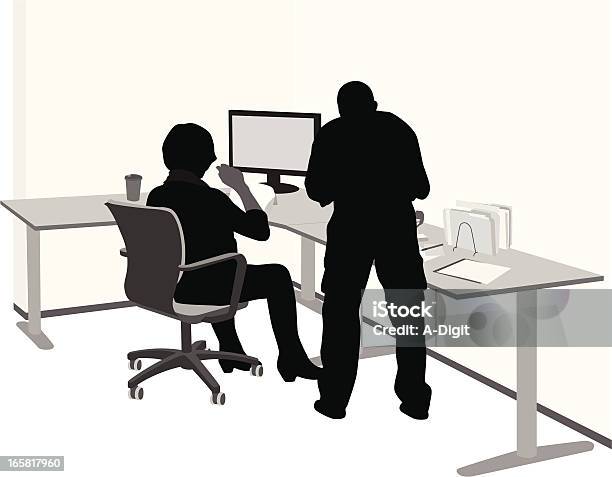 Home Office Vector Silhouette Stock Illustration - Download Image Now - Adult, Black Color, Bonding