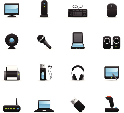 Color icons representing different computer peripherals & electronics.