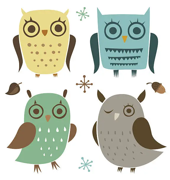 Vector illustration of Owl group