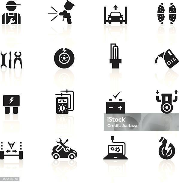Black Symbols Automobile Repair Shop Stock Illustration - Download Image Now - Icon Symbol, Car, Spray Paint