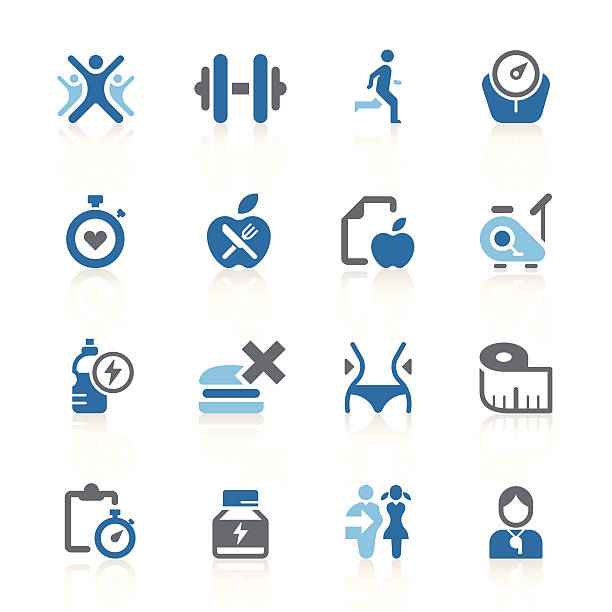 Fitness & exercise icons | azur series vector art illustration