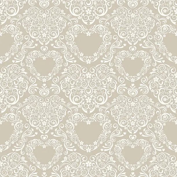 Vector illustration of Lacy Hearts Seamless Pattern