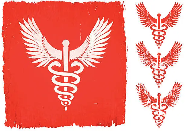 Vector illustration of Medical Caduceus on royalty free vector Background