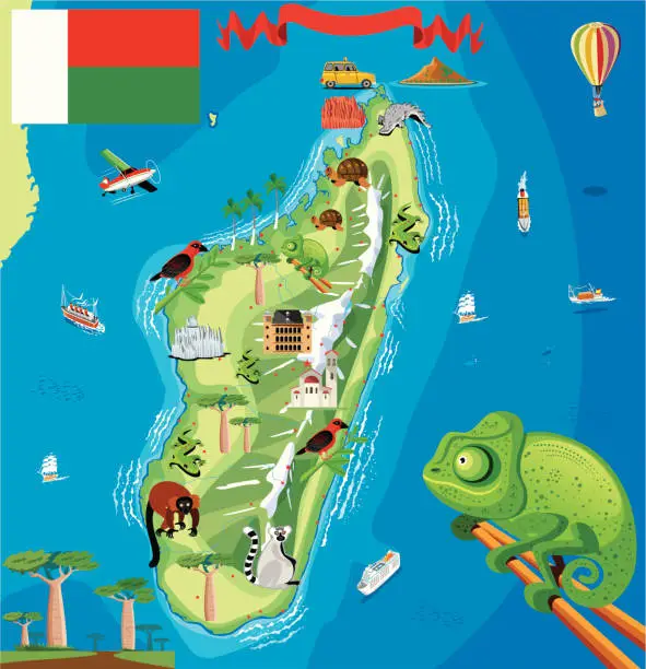 Vector illustration of Cartoon map of Madagascar