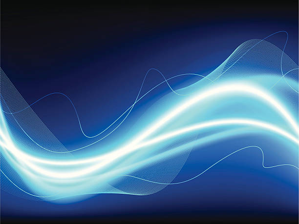 Abstract blue and white light waves vector art illustration