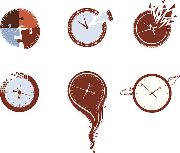 ilustraciones, imágenes clip art, dibujos animados e iconos de stock de conjunto de iconos de tiempo perdido - time flies