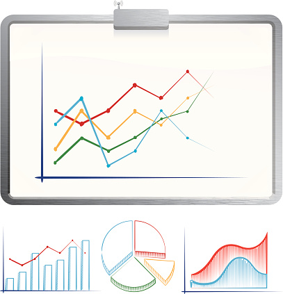 Whiteboard Graph Example Interactive Whiteboard With Graphs And Charts Stock Illustration ...