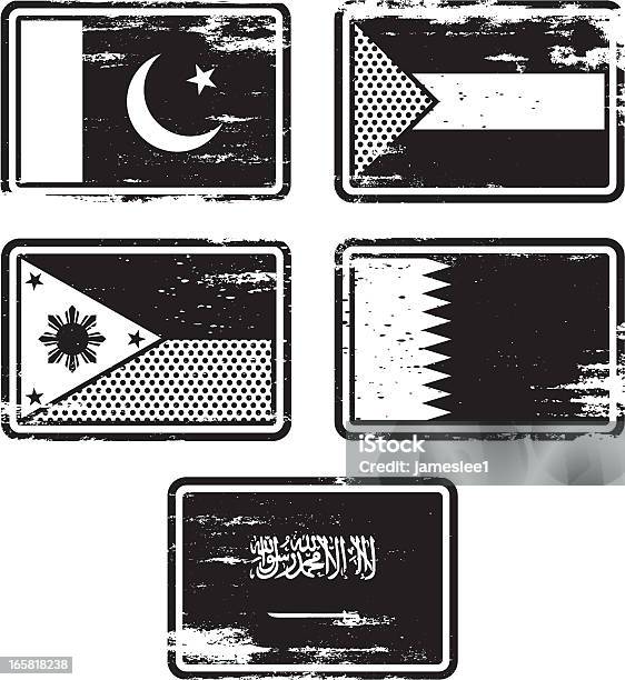Vetores de Carimbo De Borracha Flags e mais imagens de Arábia Saudita - Arábia Saudita, Bandeira, Carimbo