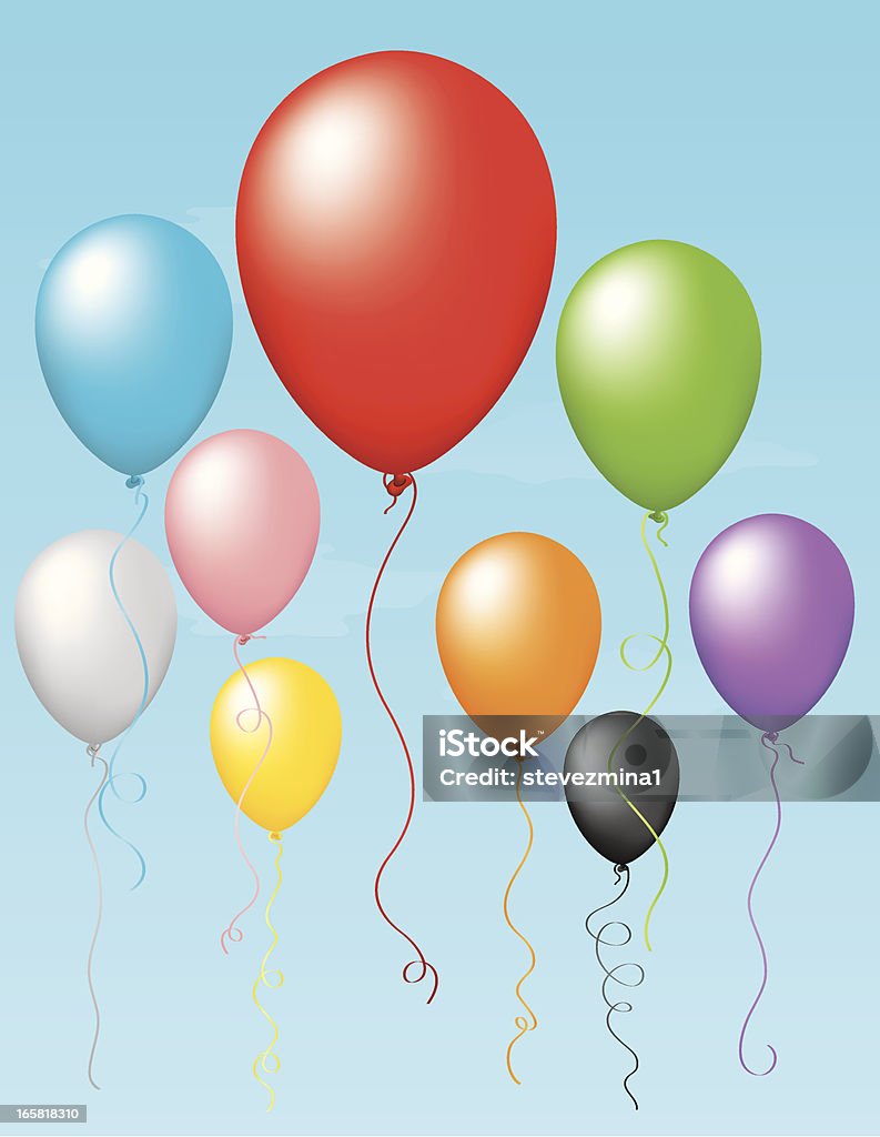 Balões flutuando pelo ar - Vetor de Balão - Decoração royalty-free