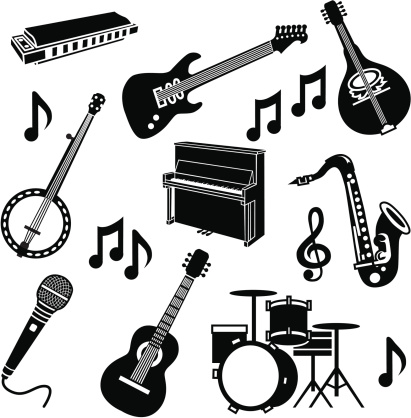 Vector illustrations of musical instruments.